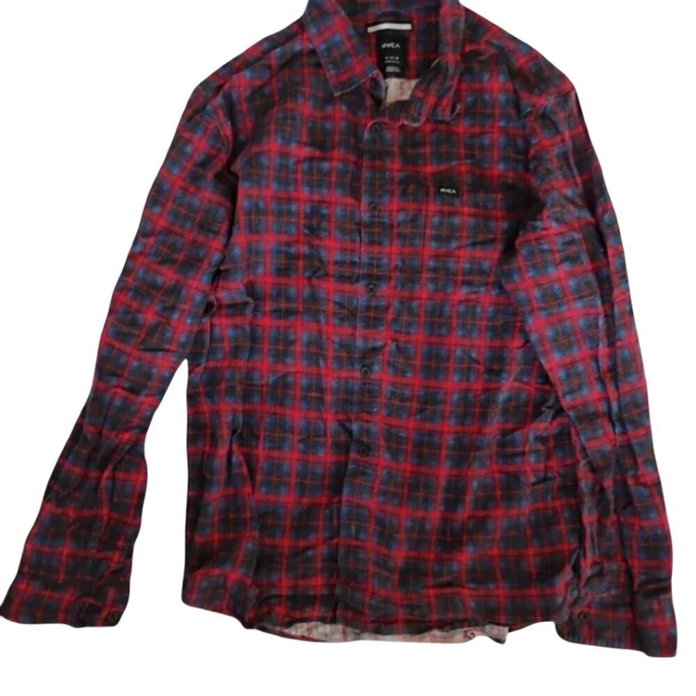 RVCA Red and Blue Button Up Plaid Shirt